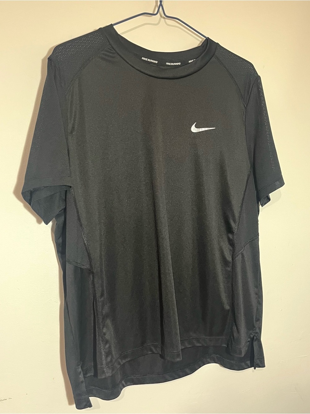 Nike Black Short Sleeve Performance Tee with white logo